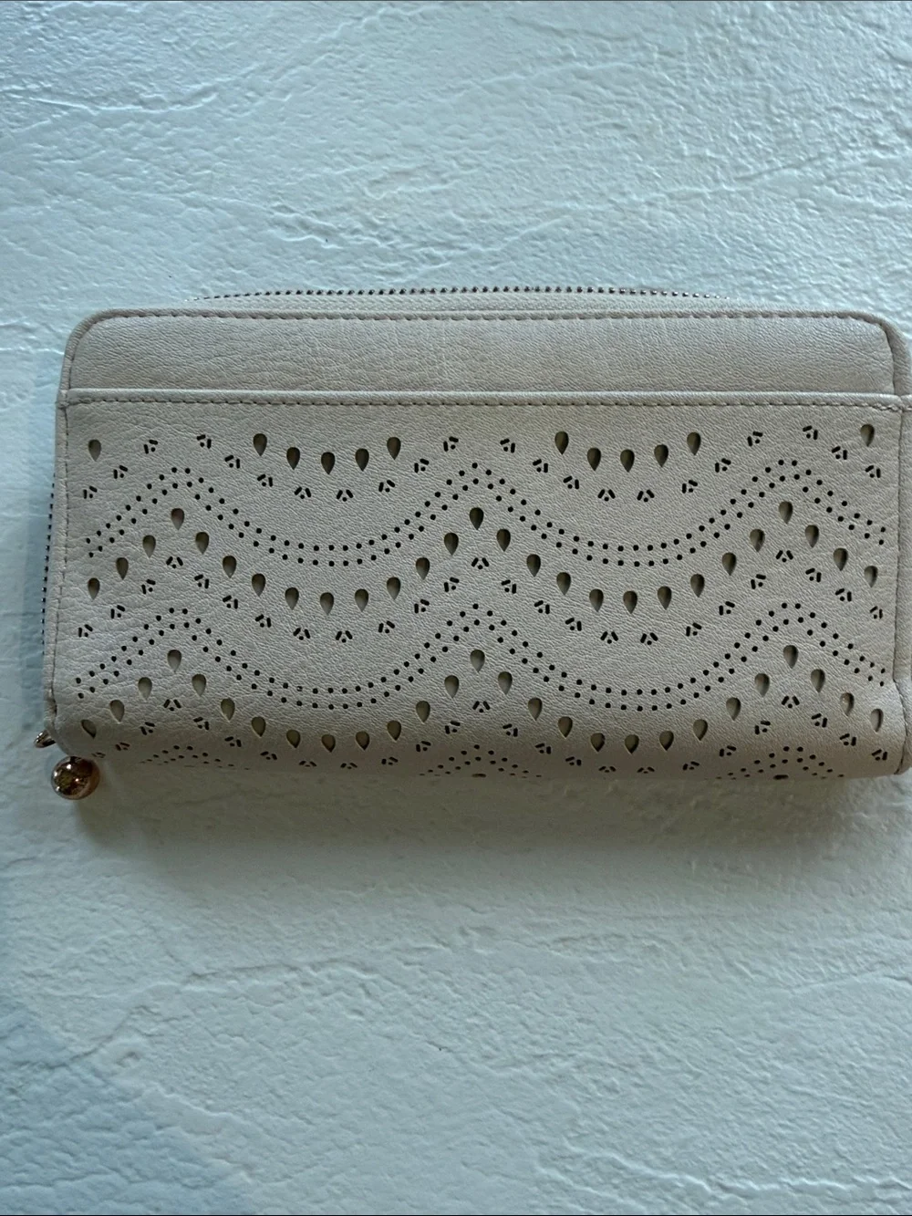 Lauren Conrad Neutral Laser-Cut Leather Zip Wallet - Women